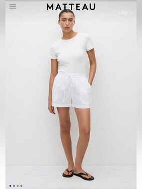 Matteau White Drawstring Relaxed Shorts